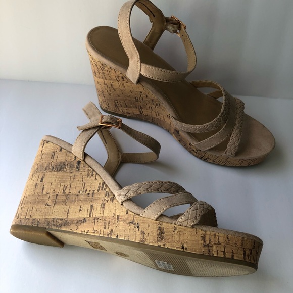 Nude Cork Wedge Sandals - Picture 4 of 7